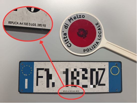 Denunciato per falsificazione della targa dell’auto a Melzo