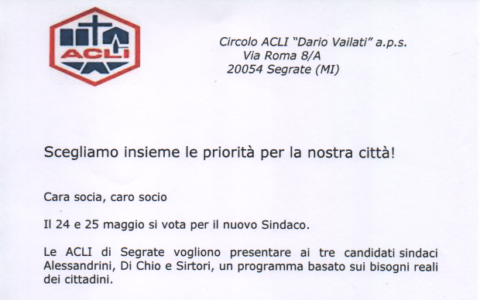 L’Acli promuove un confronto sulle esigenze dei cittadini