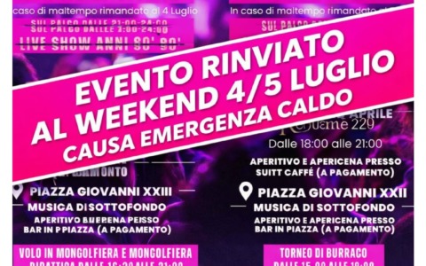 Notti d’Estate a Pioltello: l’evento posticipato a causa del caldo