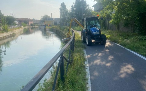 Manutenzione dell’alzaia: erba tagliata lungo il Naviglio